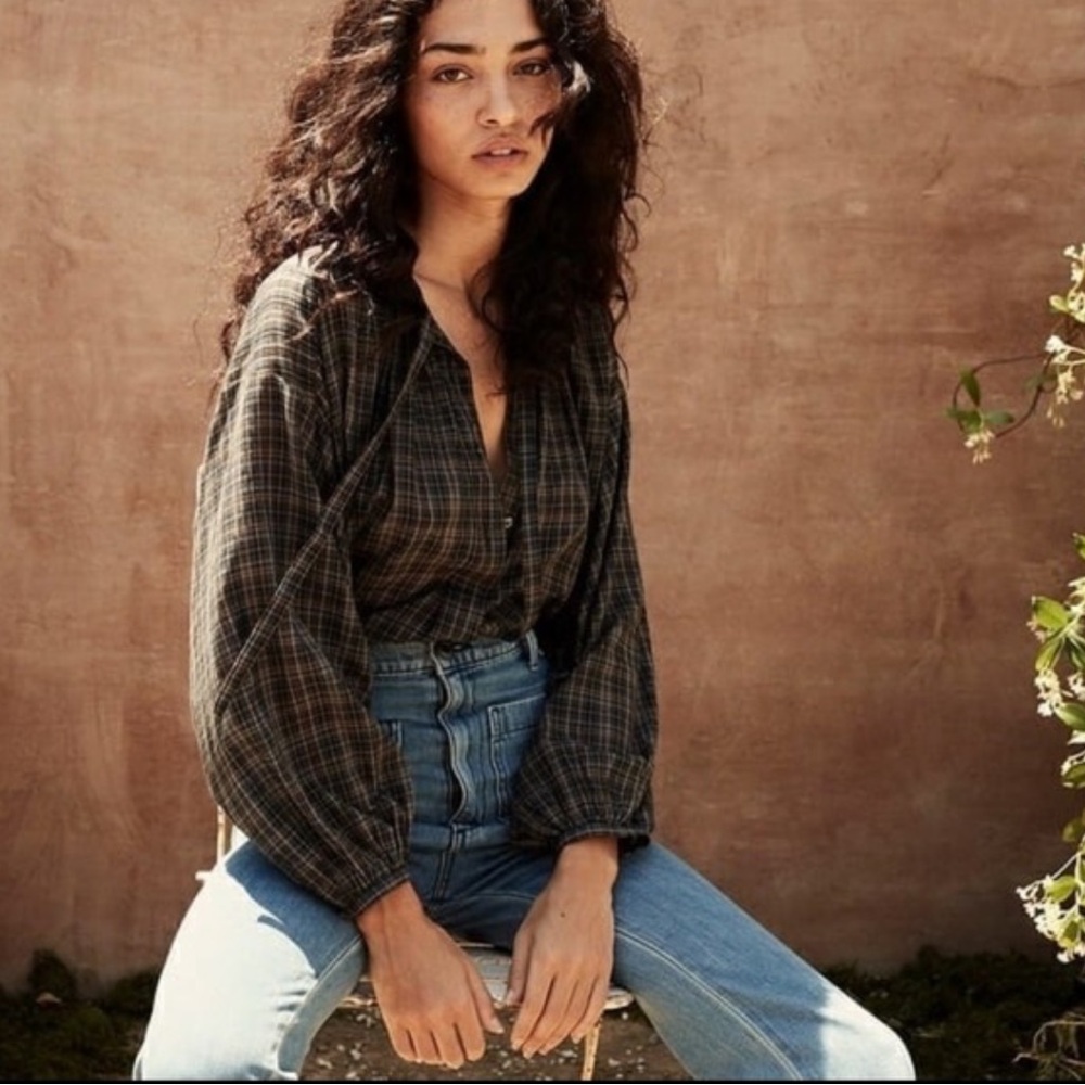 Doen Guadalupe Top in French Plaid Navy